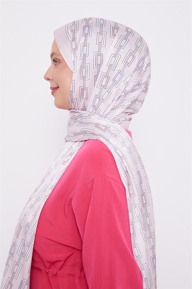 Pembe Kare Zincir Desen Angel Şal