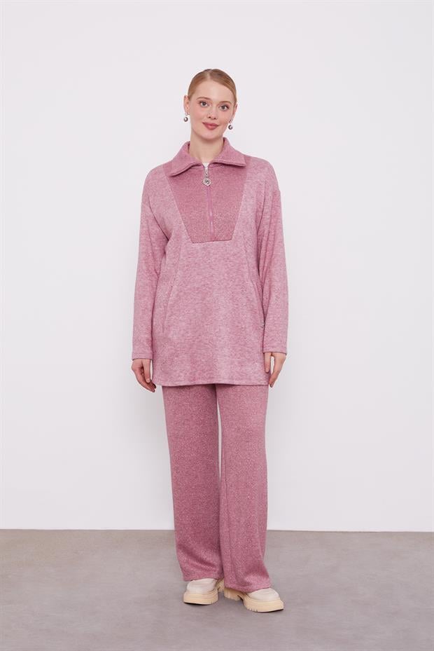 Pembe Sim Detaylı Kaşmir İkili Takım