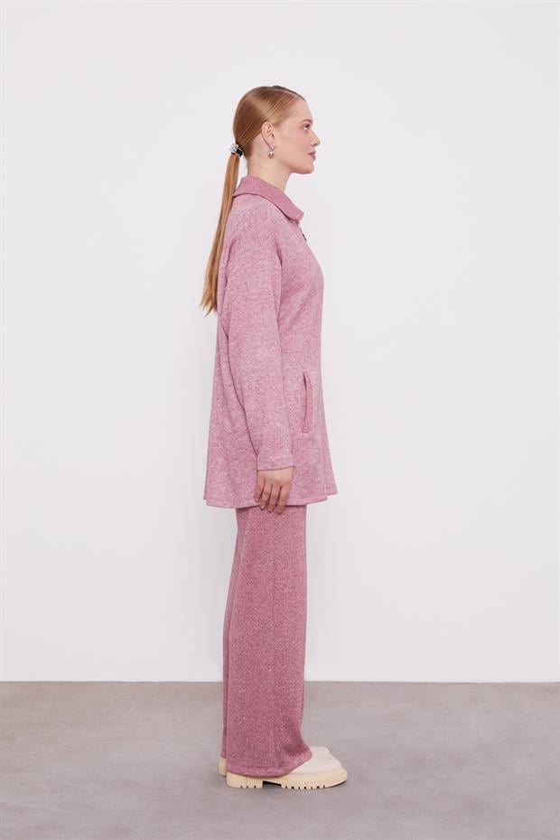 Pembe Sim Detaylı Kaşmir İkili Takım