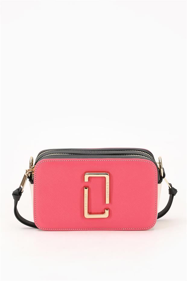 Pembe-Siyah-Krem Bölmeli Omuz Çantası