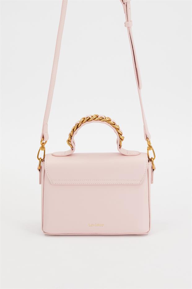 Pembe Zincir İşlemeli El Çantası