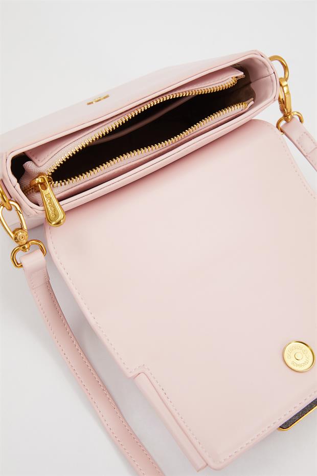 Pembe Zincir İşlemeli El Çantası