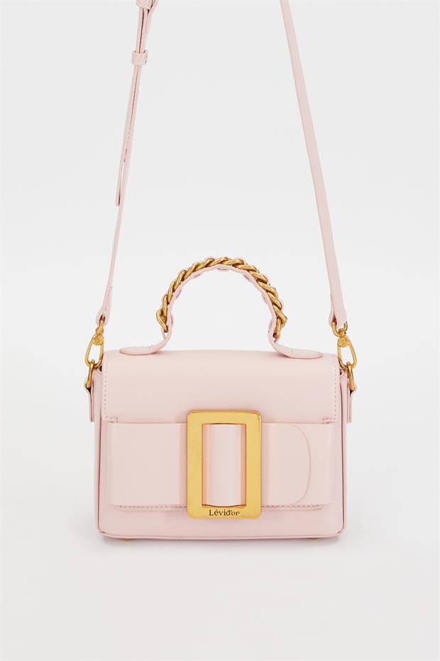 Pembe Zincir İşlemeli El Çantası