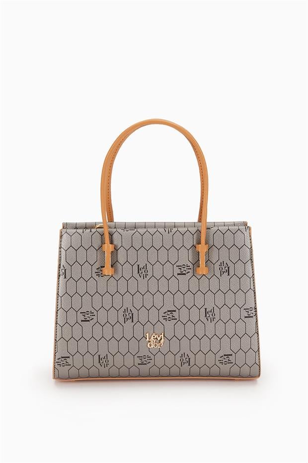 Platin Petek Baskılı Üç Gözlü El Çantası