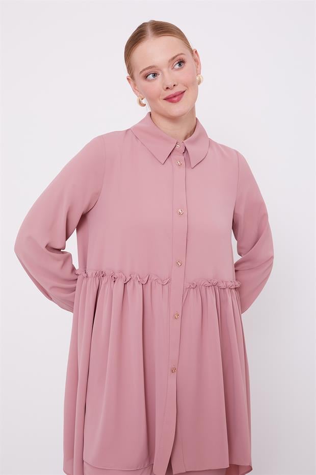 Pudra Pile Detaylı İkili Takım