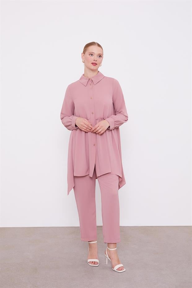 Pudra Pile Detaylı İkili Takım