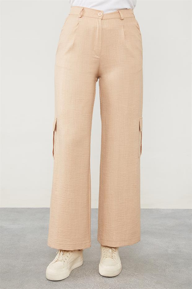 Pudra Keten Kargo Pantolon