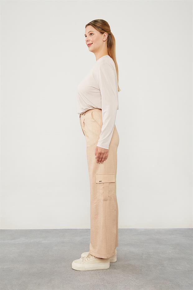 Pudra Keten Kargo Pantolon