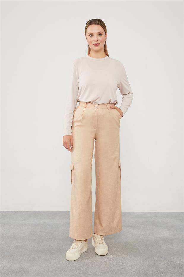 Pudra Keten Kargo Pantolon