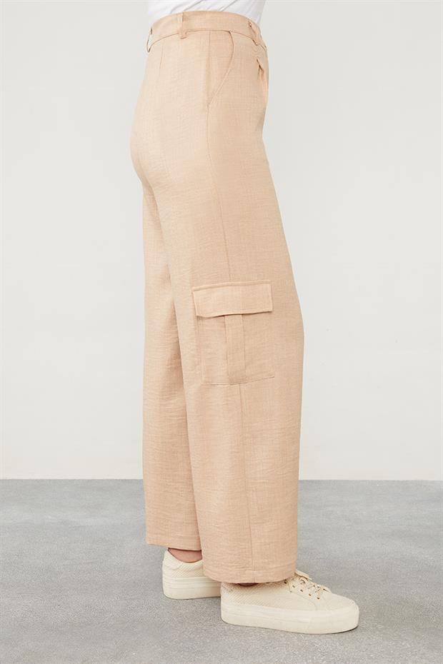 Pudra Keten Kargo Pantolon