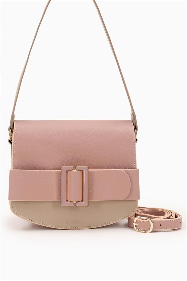 Pudra - Vizon Toka Tasarımlı Omuz Çantası