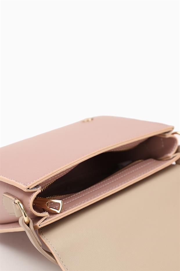 Pudra - Vizon Toka Tasarımlı Omuz Çantası