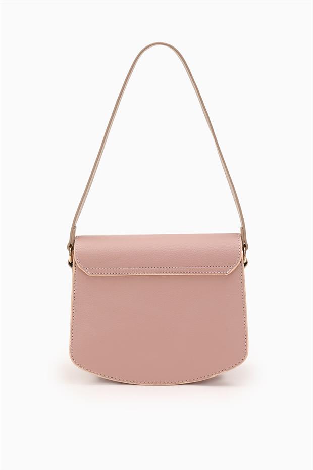Pudra - Vizon Toka Tasarımlı Omuz Çantası