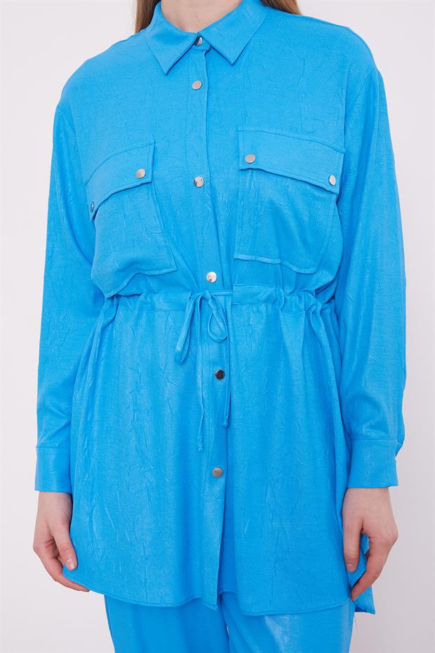 Saks Beli Büzgülü Pantolonlu Spor Takım