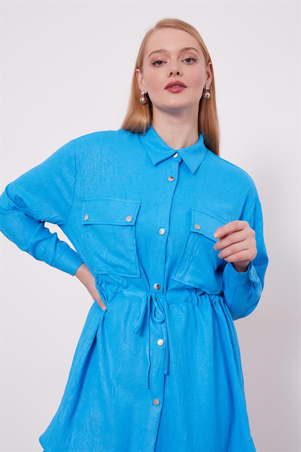 Saks Beli Büzgülü Pantolonlu Spor Takım