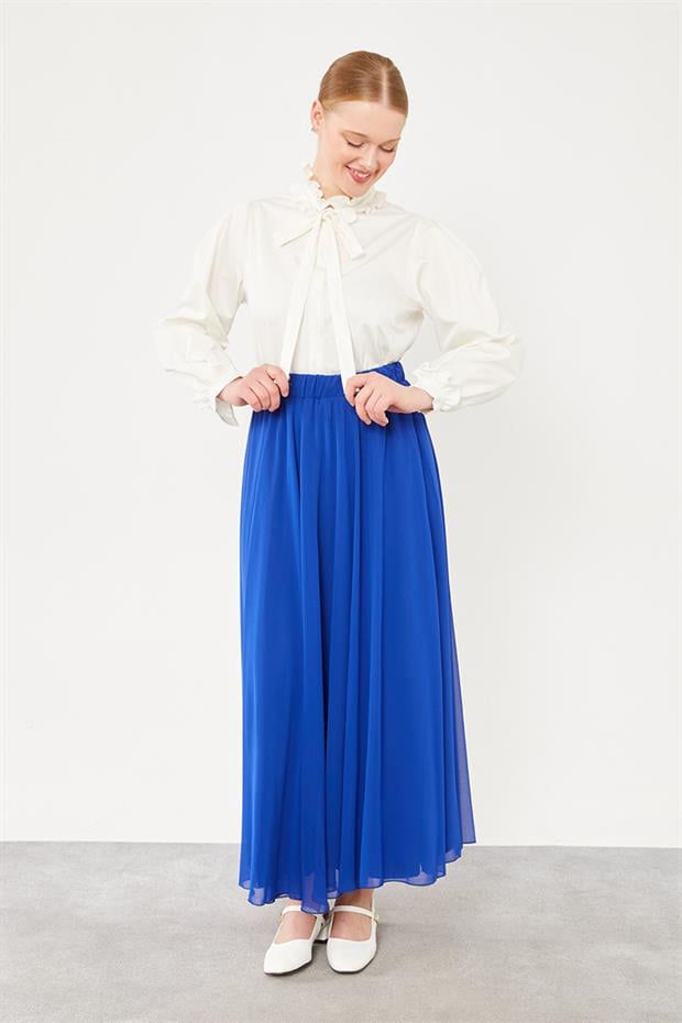 Saks Beli Lastikli Kloş Etek