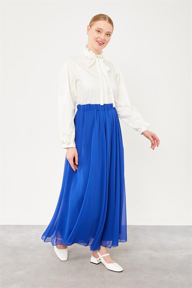 Saks Beli Lastikli Kloş Etek