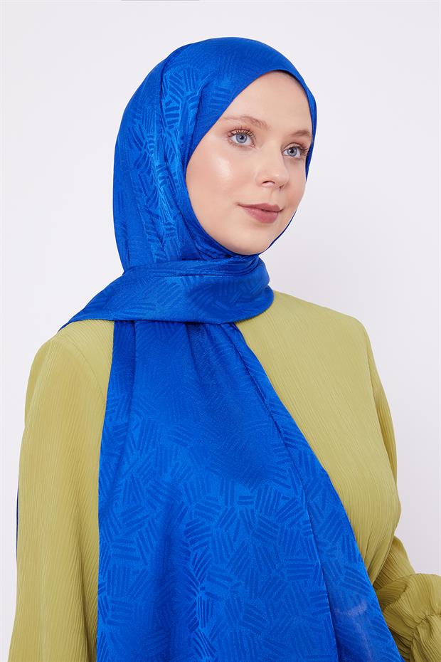 Saks Çubuk Desen Jakarlı Janjan Şal