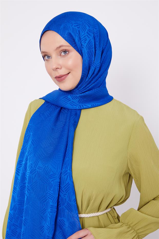 Saks Çubuk Desen Jakarlı Janjan Şal