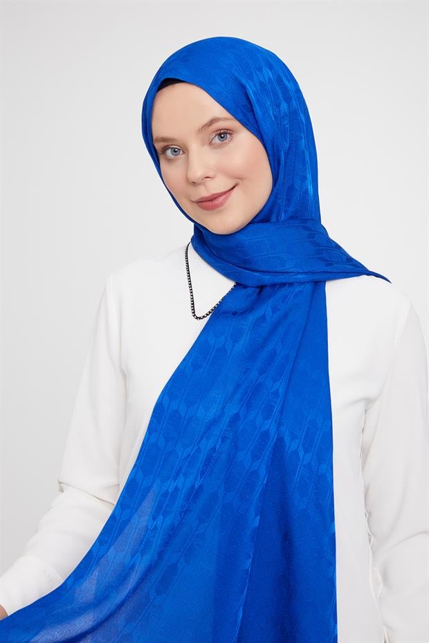 Saks Geometrik Desen Jakarlı Janjan Şal