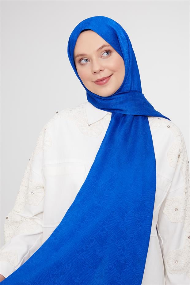 Saks Hologram Desen Jakarlı Janjan Şal