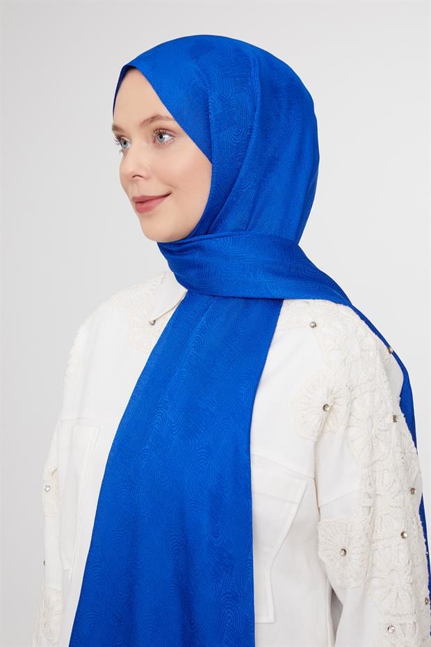 Saks Hologram Desen Jakarlı Janjan Şal