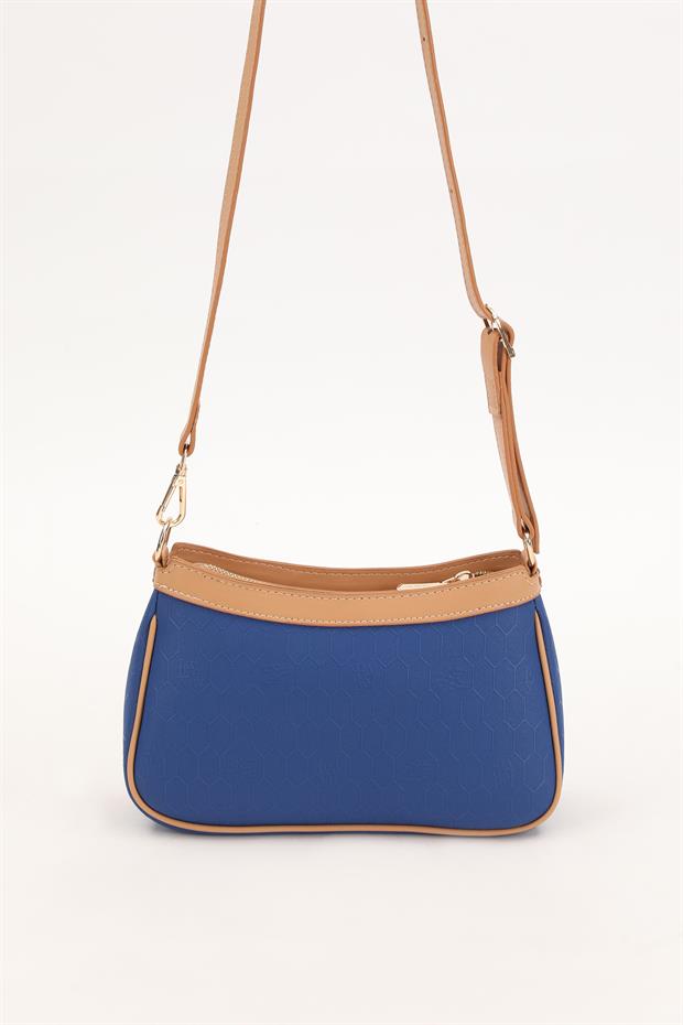 Saks Fermuarlı Petek Desen Omuz Çantası