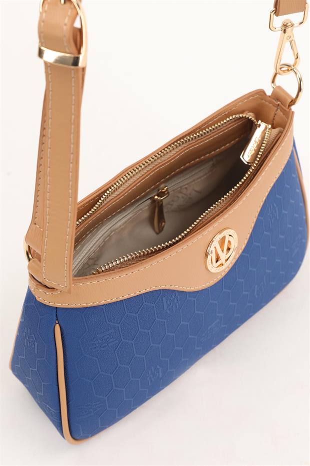 Saks Fermuarlı Petek Desen Omuz Çantası