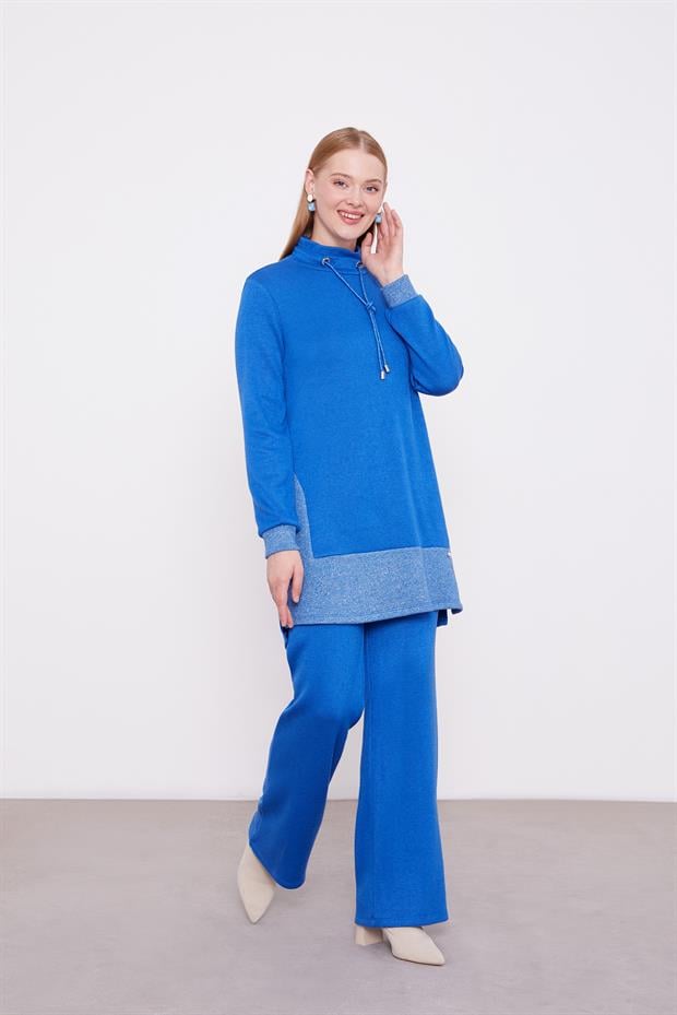 Saks Simli Kaşmir Kumaş İkili Takım