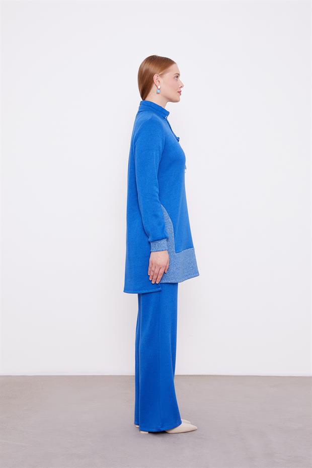 Saks Simli Kaşmir Kumaş İkili Takım