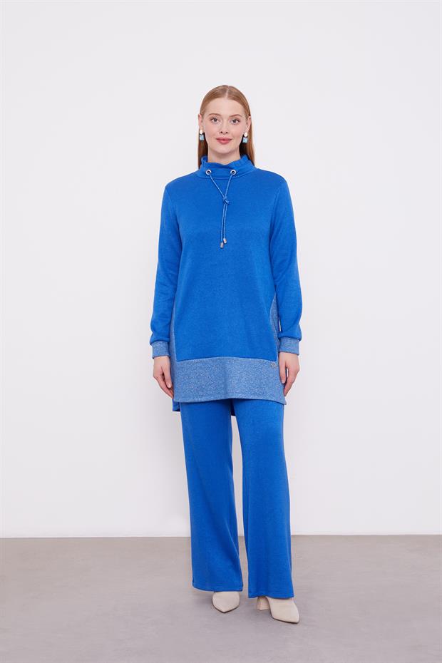 Saks Simli Kaşmir Kumaş İkili Takım