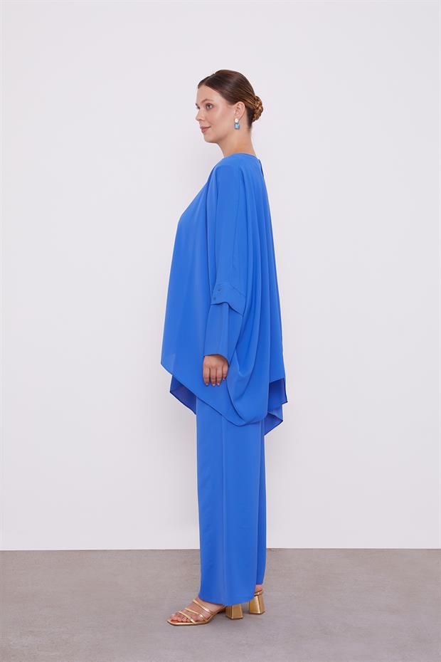 Saks Taş İşlemeli Tunik Takım