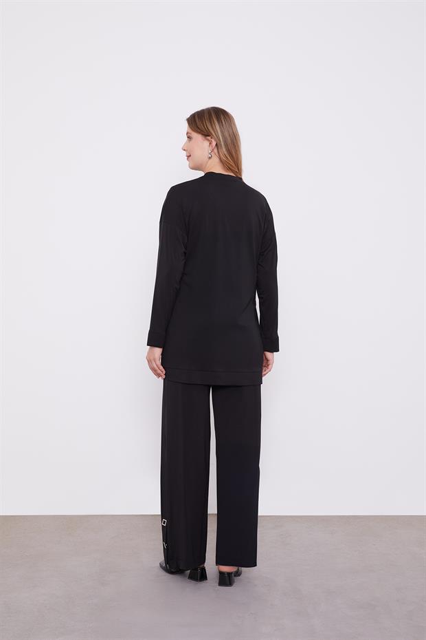 Siyah Asimetrik Kesim İkili Takım