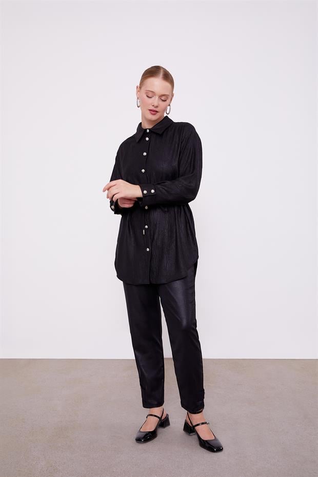 Siyah Belden İp Bağlamalı İkili Takım