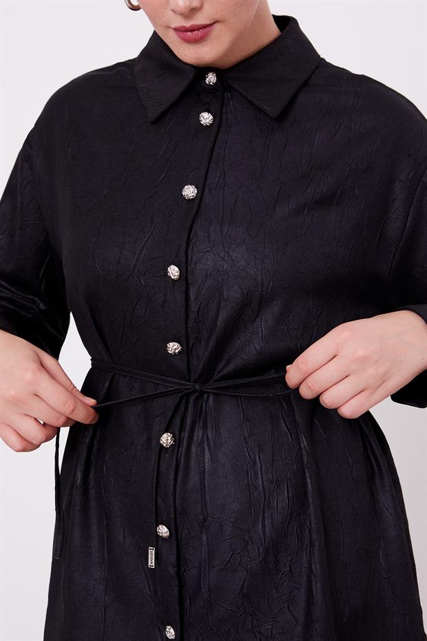 Siyah Belden İp Bağlamalı İkili Takım