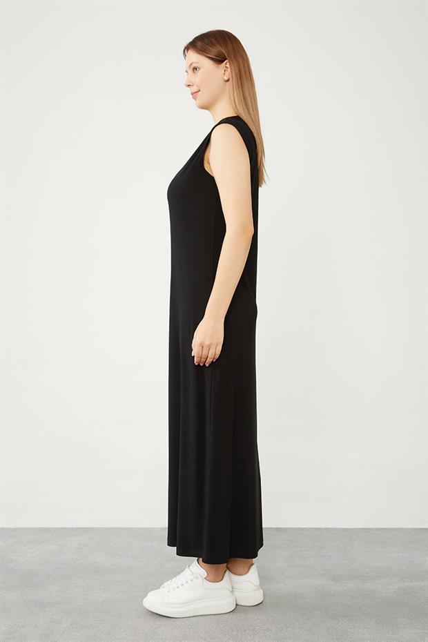 Siyah Bisiklet Yaka Kolsuz Sandy İçlik