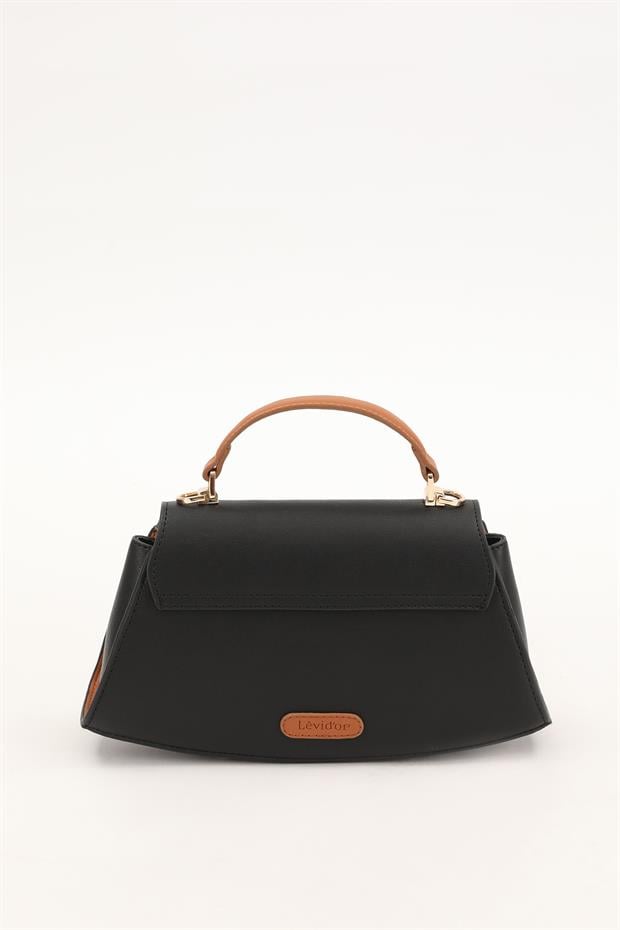 Siyah - Camel Oval El Çantası