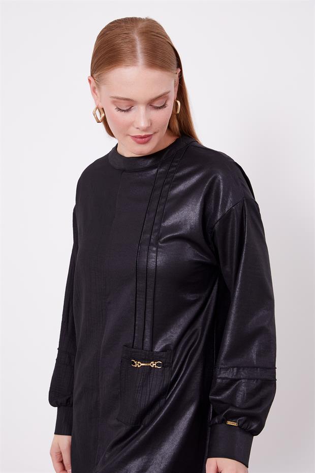 Siyah Cep Detaylı Aerobin İkili Takım