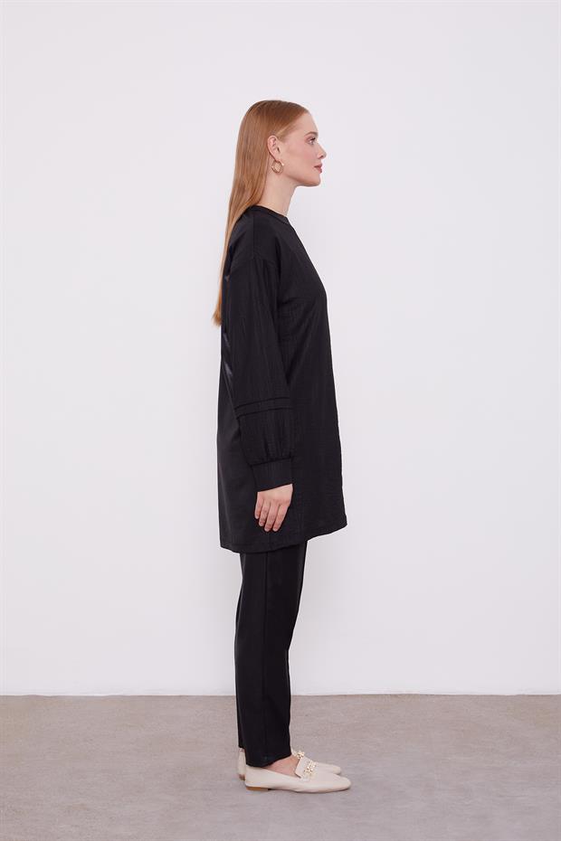 Siyah Cep Detaylı Aerobin İkili Takım