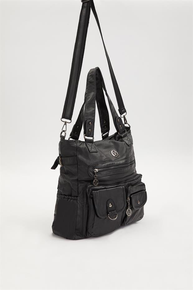 Siyah Çepçik Detaylı Omuz Çantası