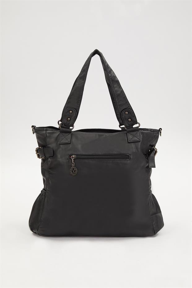 Siyah Çepçik Detaylı Omuz Çantası