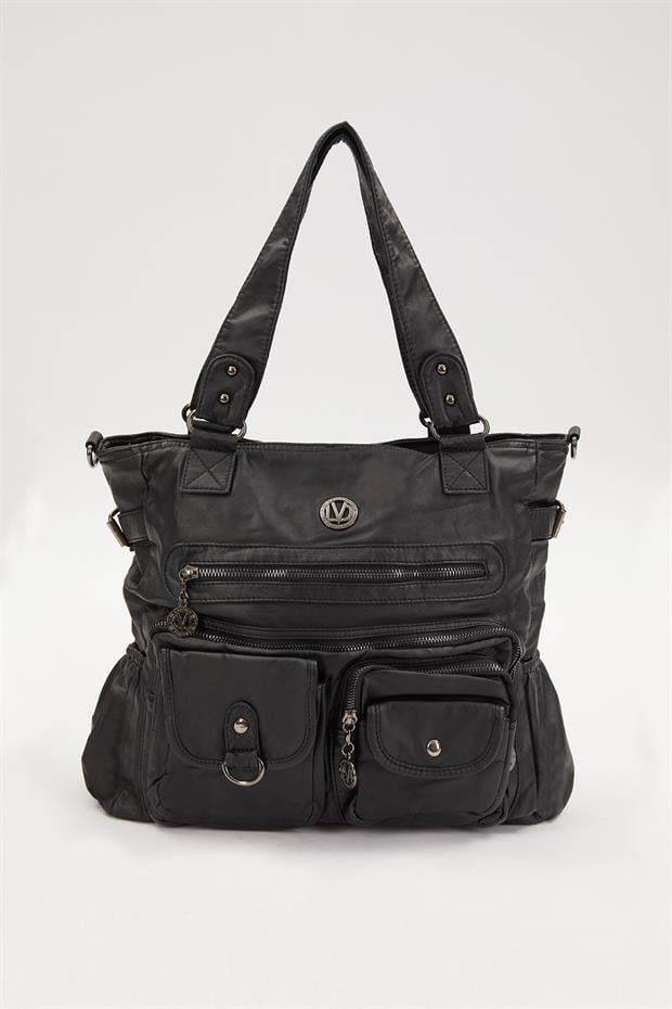 Siyah Çepçik Detaylı Omuz Çantası