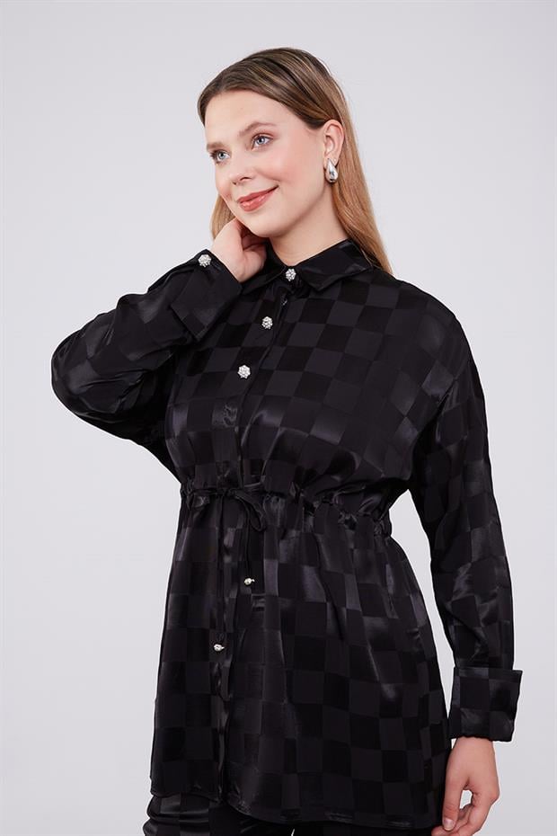 Siyah Dama Desen Jakalı İkili Takım