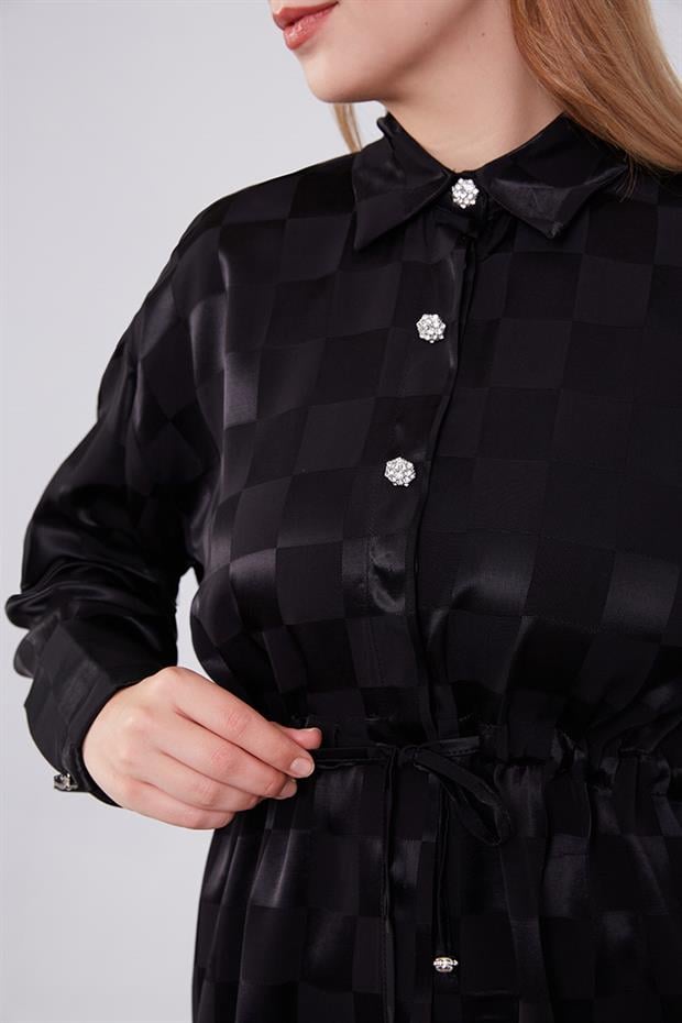 Siyah Dama Desen Jakalı İkili Takım