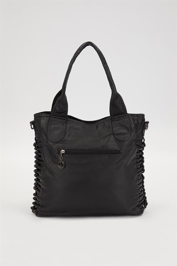 Siyah Düğüm Detaylı Omuz Çantası