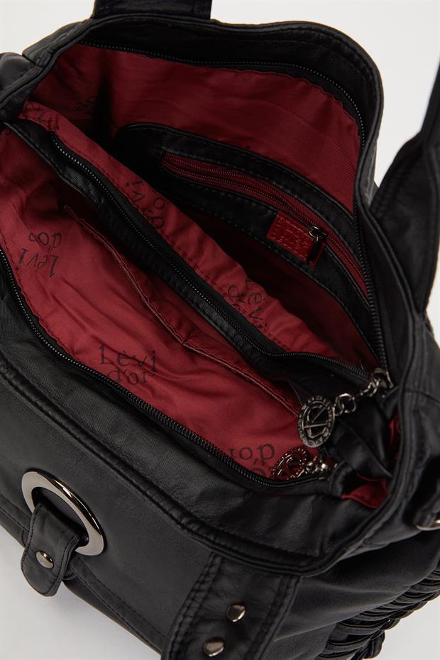 Siyah Düğüm Detaylı Omuz Çantası