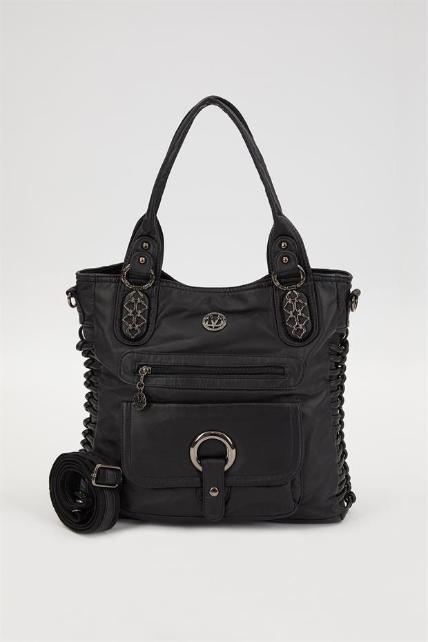 Siyah Düğüm Detaylı Omuz Çantası