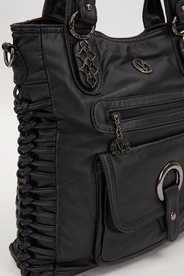 Siyah Düğüm Detaylı Omuz Çantası