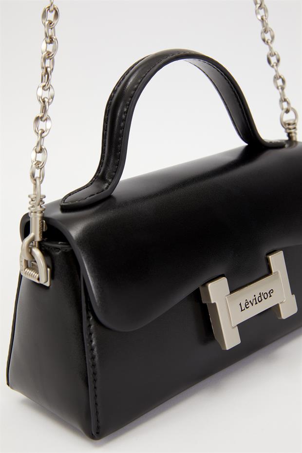 Siyah Gizli Cep Detaylı Omuz Çantası