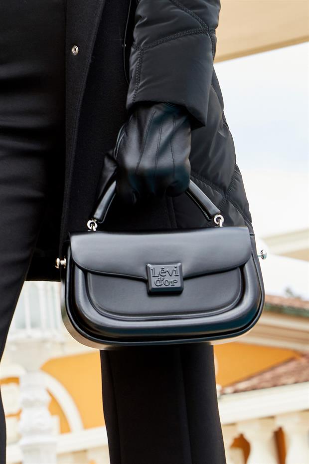 Siyah İnci Askılı Omuz Çantası